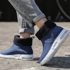 방수 레인부츠 겨울용 방한 부츠 기모 안감 첼시 스타일 남성용 신발 레인부츠