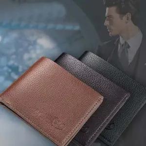 남성 반지갑 20대 얇은 가죽 남자 반지갑 데일리 학생용 중학생 신분증 선물용 브라운 카드 인조 동전 갈색