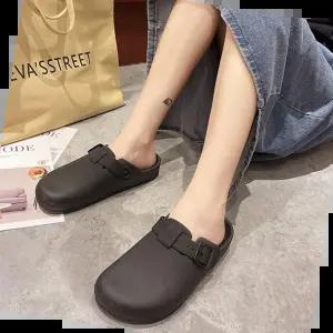 버클뮬 남자 여성 버클 포인트 슬리퍼 검정색 블로퍼 실내화