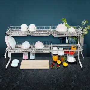 길이조절 식기건조대1000 2단 스텐 대형 업소용 선반 싱크대선반