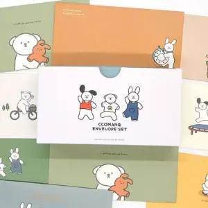 핑크풋 꼬망 가로봉투 세트 (96매) 편지 편지지 편선지 패드편지지