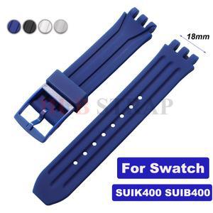 18mm 실리콘 시계줄 방수 소프트 러버 스포츠 스와치 SUIK400 SUIB400 스트랩 벨트 시계 남녀 공용