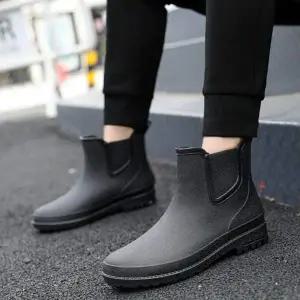 남성용 심플 스타일 우천용 방수 장화 레인부츠