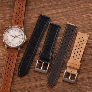 레이싱 가죽 스트랩 18mm 20mm 22mm 통기성 다공성 시계 퀵 유니버설 밴드 남성 여성 릴리스