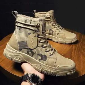 남성용 군용 방한 털 안감 워커 부츠 남자 겨울 신발