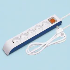 KC인증 안전 스위치 과부하 차단 5구 5m 멀티탭 난연 소재 두꺼운 전선 고리형 플러그 콘센트