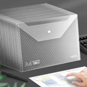 투명 스트라이프 A4 버튼형 파일케이스 보관 사무용품 정리 함 클리어 학생 문서