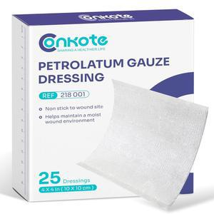 콘코트 페트롤라툼 비접착 거즈 드레싱, 4인치 x 4인치, 25박스