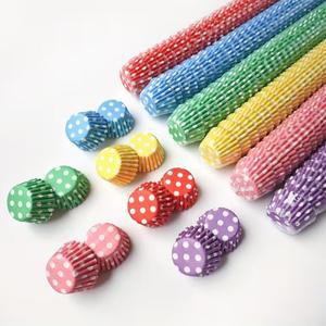 완벽호환 1000개 폴카 도트 패턴 미니 케이크 종이 라이너 0.98인치 머핀 컵 베이스 패드 크림  페이스트리