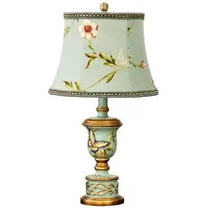 유럽식 엔틱스탠드 빈티지램프 본품 나비 물녹색 전원 푸시버튼 조명 탁상