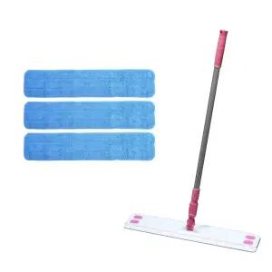 에이클린 밀대 청소기 화이트핑크 60cm + 분섬사 패드 3p 단일사이즈 1세트