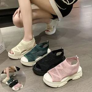 여름샌들 여성 키높이 통굽 가보시 어글리 여름 샌들 Q5