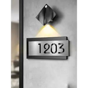 고급스러운 세대호수 룸넘버 아파트 번호판 방번호 세대번호 헤어라인 실버 가로형 17x8cm