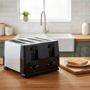 와이드 토스터기 베이글 듀얼 가정용 4구 토스터기 주방 식빵 레버 조절