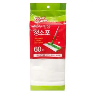 정전기발생 청소포 60매 1회용걸레 부직포 먼지 청소
