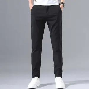 남성 허리밴딩 일자팬츠 데일리바지 기본 면바지 wHd9+1Xzm