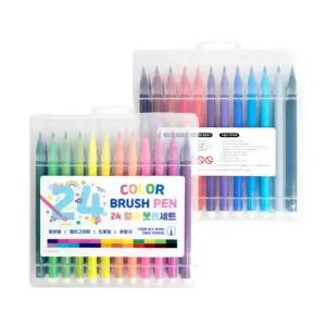 24색 컬러 붓펜세트 캘리그라피 2개/고급/브러쉬펜/고급펜/세트/다용도/붓펜/드로잉/마카/브러쉬/디자인