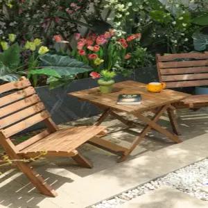 빈티지 원목 접이식 낮은 테이블 의자 세트 야외 정원 카페용