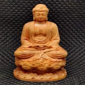 석가모니 좌상 측백나무 불상 부처님상 탁상 미니불상