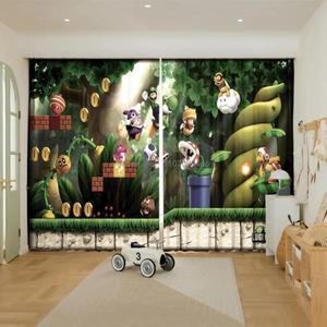 2025 사랑스러운 슈퍼 마리오 만화 블랙아웃 쉐이드 창문 커튼 홈 텍스타일 침실 장식 어린이 청소년 크리