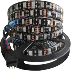 5M 블랙 PCB 5050 RGB LED 스트립 방수 IP65 300 SMD 보드 DC 12V 플렉시블 라이트