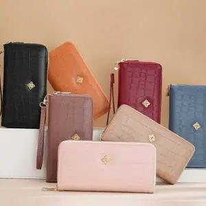 가죽 여성 장지갑 스마트폰 지퍼형 장지갑 긴형태 심플한 수납