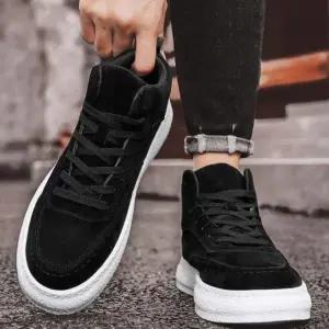 남성 견고한 아웃솔 편안한 쿠션 데일리 하이탑 부드러운 스웨이드 스니커즈
