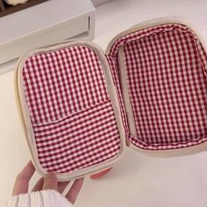 딸기 샌드위치 메이크업 가방 휴대용 대용량 여성 다기능 플러시 세면도구 화장품 케이스