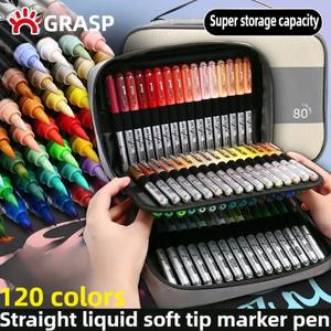 GRASP 120/1 색상 아크릴 마커 브러쉬 펜 패브릭 락 페인팅 스톤 세라믹 캔버스 DIY 편지지 미술 용품