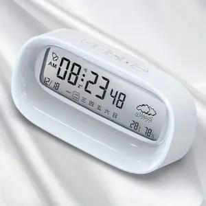 탁상 디지털 온습도계 시계(화이트) 디지털온도습도계 알람시계