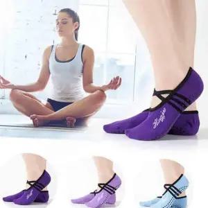 필라테스 양말 논슬립 발레 댄스 요가 양말 코튼 피트니스 발레리나 트레이닝 크로스 스포츠 스트랩 미끄럼