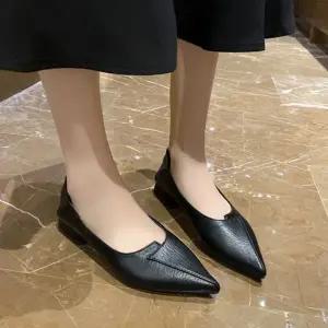여성 낮은 구두 데일리 정장 뾰족코 여성 스틸레토 구두 가죽 블로퍼 캐주얼 로퍼 단화 플랫