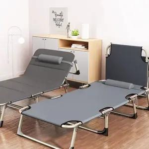 야외용 접이식 침대 캠핑용 1인용 폴딩 휴대용 간이 침대 야전 병원용 가벼운 간병용 휴식용 등받이 사무용
