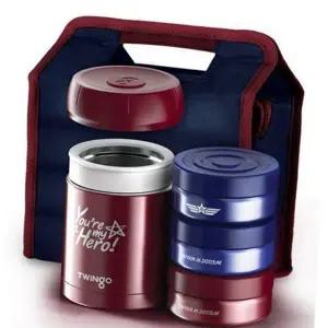 보온 도시락통 직장인 스테인리스 통 보온 도시락 휴대용 진공 찬통 반찬통 실리콘 파우치 단열 이동 국물