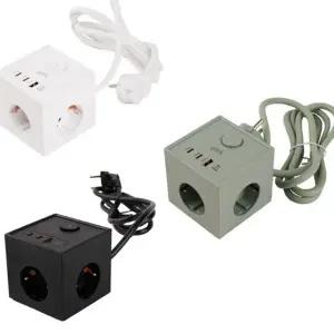 고용량 usb 멀티탭 큐브 난연 멀티탭 탁상용 3구