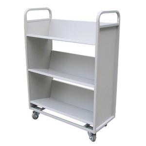 V형 이동식 바퀴달린 도서 책꽂이 서적차 책사다리 북 화이트 3단 이층 도서관 평판형