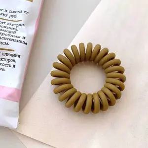 헤어끈 고무줄 머리 무광 커피 전화선 스프링