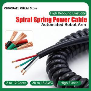 스프링 스파이럴 전원 케이블 2 3 4 5 6 7 8 9 10 12 18 코어 28 24 22 20 18AWG 고탄성 연장 인장 수축 코