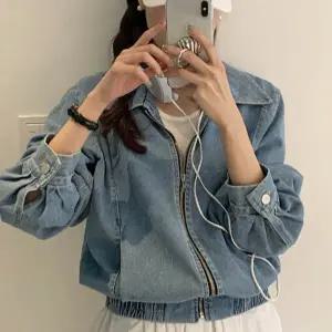 가볍고 착용감 간절기 지퍼 청 자켓 점퍼 클래식한 데님 패션 데일리 트렌디 스타일 패션 아우터