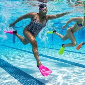 남녀공용 숏핀 오리발 수영 강습 실리콘 오리발 훈련용 숏핀 초보자 수영 오리발 성인 여성 형광 네온