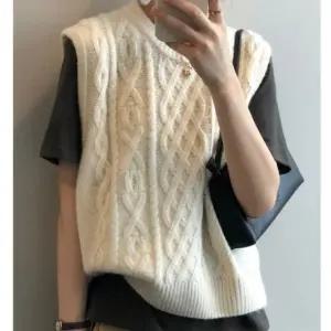 좋은 여자 꽈배기 패턴 간절기 니트 베스트 두툼 니트조끼