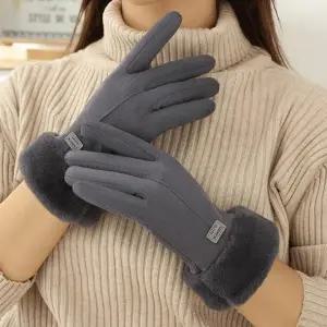 여성 겨울 융털 안감 스웨이드 스마트터치 장갑3