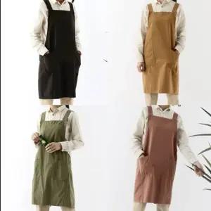 공방 원예 카페 작업용 앞치마 포켓 캔버스 앞치마 KxI3+4MnI