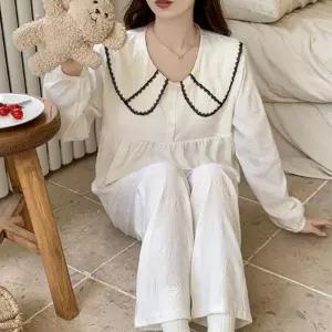 일체형 내장캡 잠옷 여성 러블리 디자인 스타일 소프트 복고풍 홈웨어