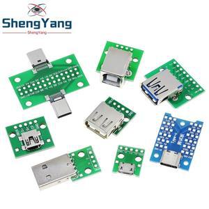 5/10PCS USB 수 커넥터 / 미니 마이크로 to DIP 어댑터 암 2.54 B 타입-C USB2.0 3.0 컨버터