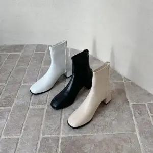 미들굽 통굽 숏부츠 여성 가죽부츠 앵클부츠 Eza9+7jkl