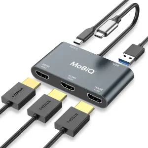 모비큐 C타입 4K@60Hz 트리플 HDMI 3대 모니터 확장 멀티 5포트 USB 허브 분배기 3대 MST 출력 리얼텍 칩 적용 EM-53HP