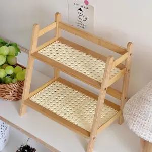 나무 사이드 테이블 틈새선반 침대 협탁 2단 정리대 미니트롤리 바퀴달린 보조