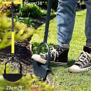 수동 트리밍 삽 톱니 모양 잔디톱 커터, T-그립 포함, 반달 엣지 강화, 가정 정원 용품