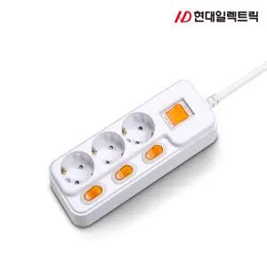 현대 개별+과부하차단 3구 멀티탭 (16A) 멀티 콘센트